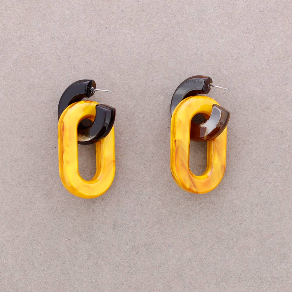 Hanger Oorbellen Hars Ring: Geel