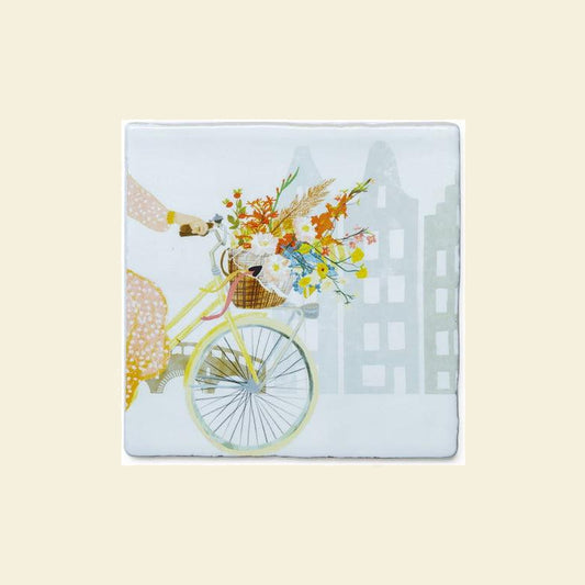 StoryTiles Vrolijkheid in een fietsmand - keramische tegel 10 x 10 cm, aanvullende productfoto