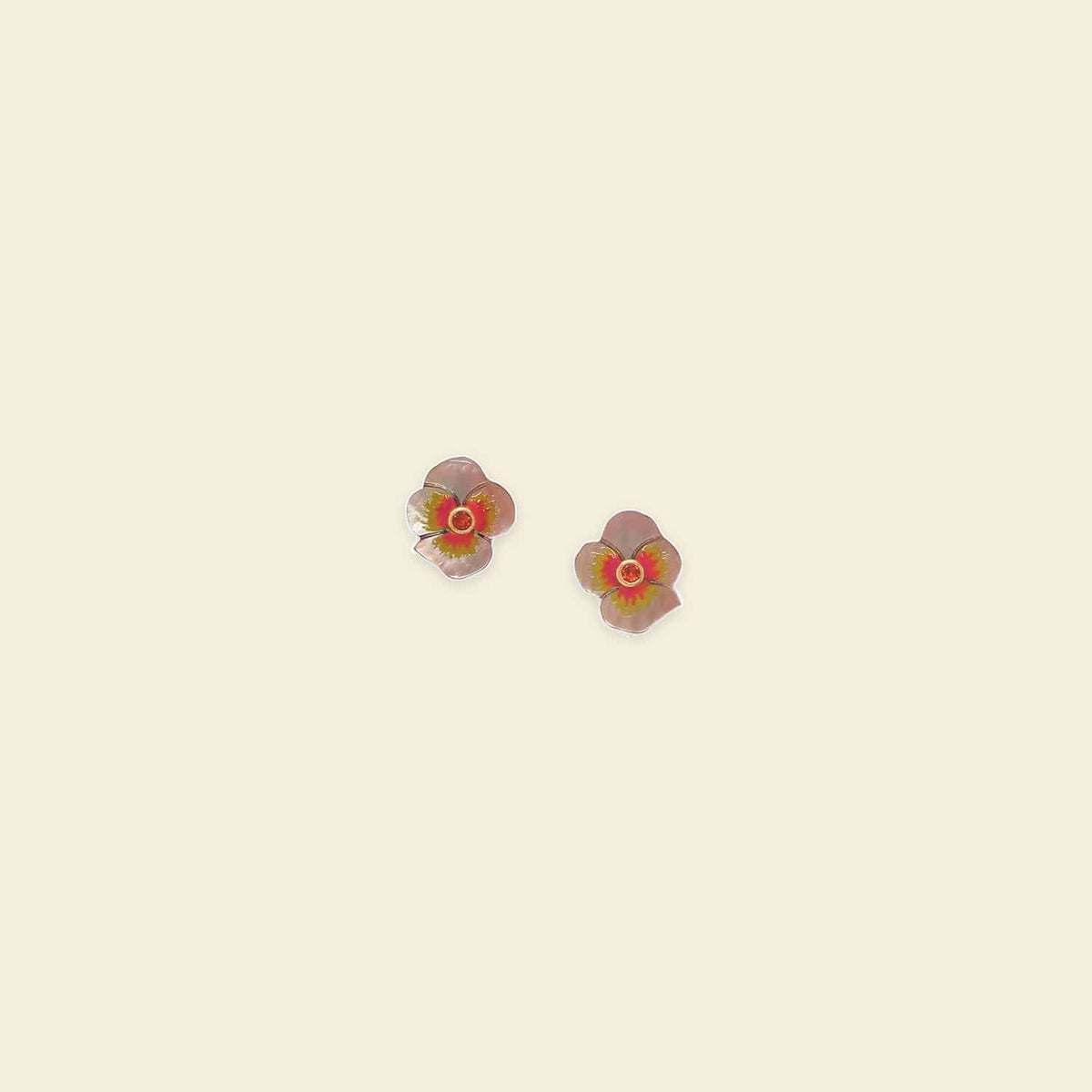 Franck Herval Garance Pansy Flower Mini Stud Earrings afbeelding 1