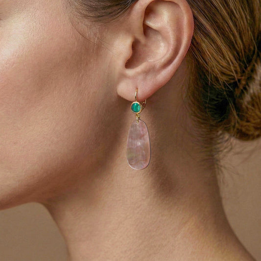 Nature Bijoux Pacifico Brownlip Malachite Earrings afbeelding 2