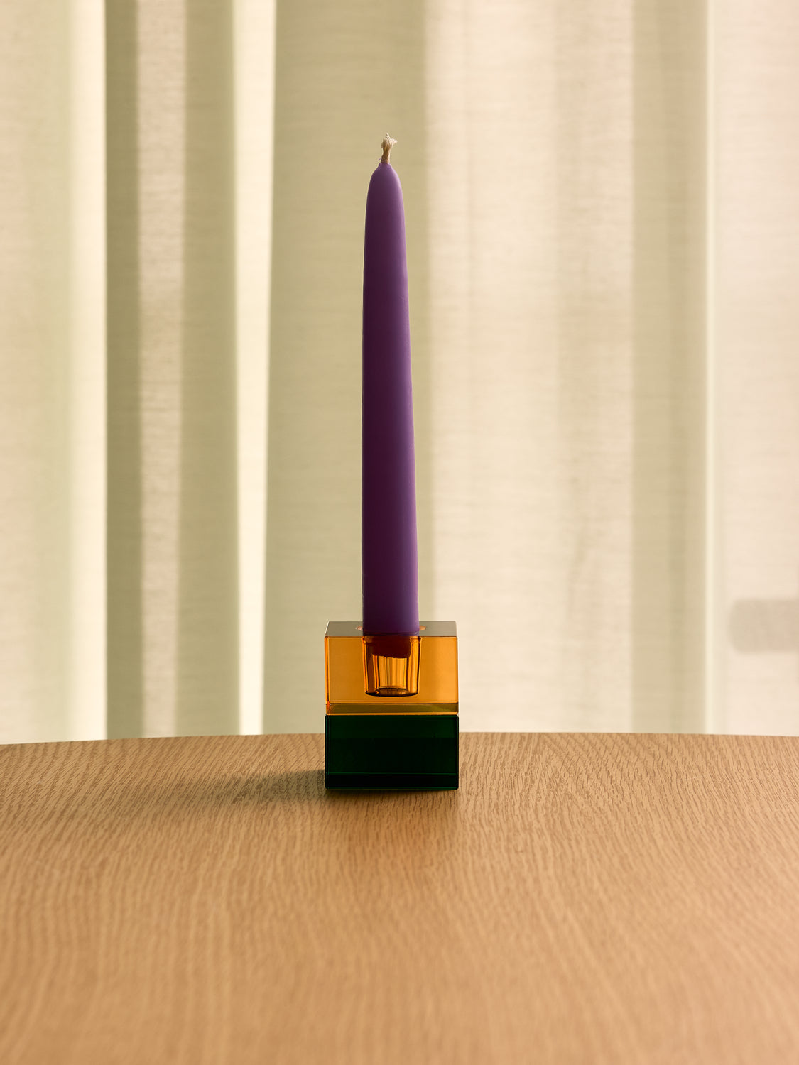 Block Candleholders Green/Blue & Orange/Green (set of 2)