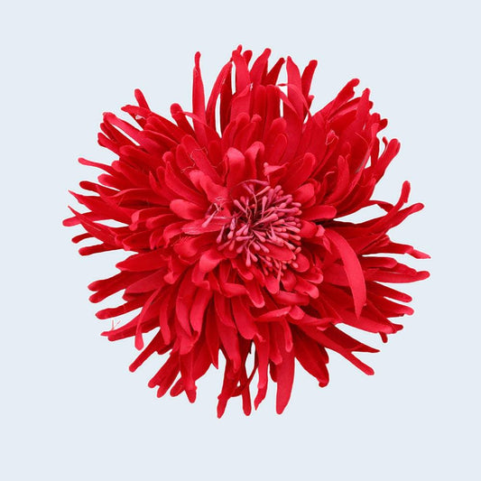 Bloemenbroche van stof, 16 cm: Rood