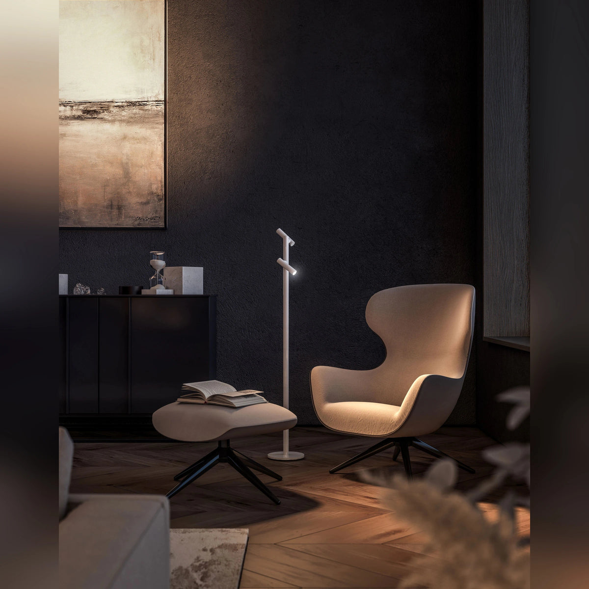 Lampadaire/lampe à piles Tubo - 120 cm - pour intérieur/extérieur - sans fil - 2 lampes - Blanc