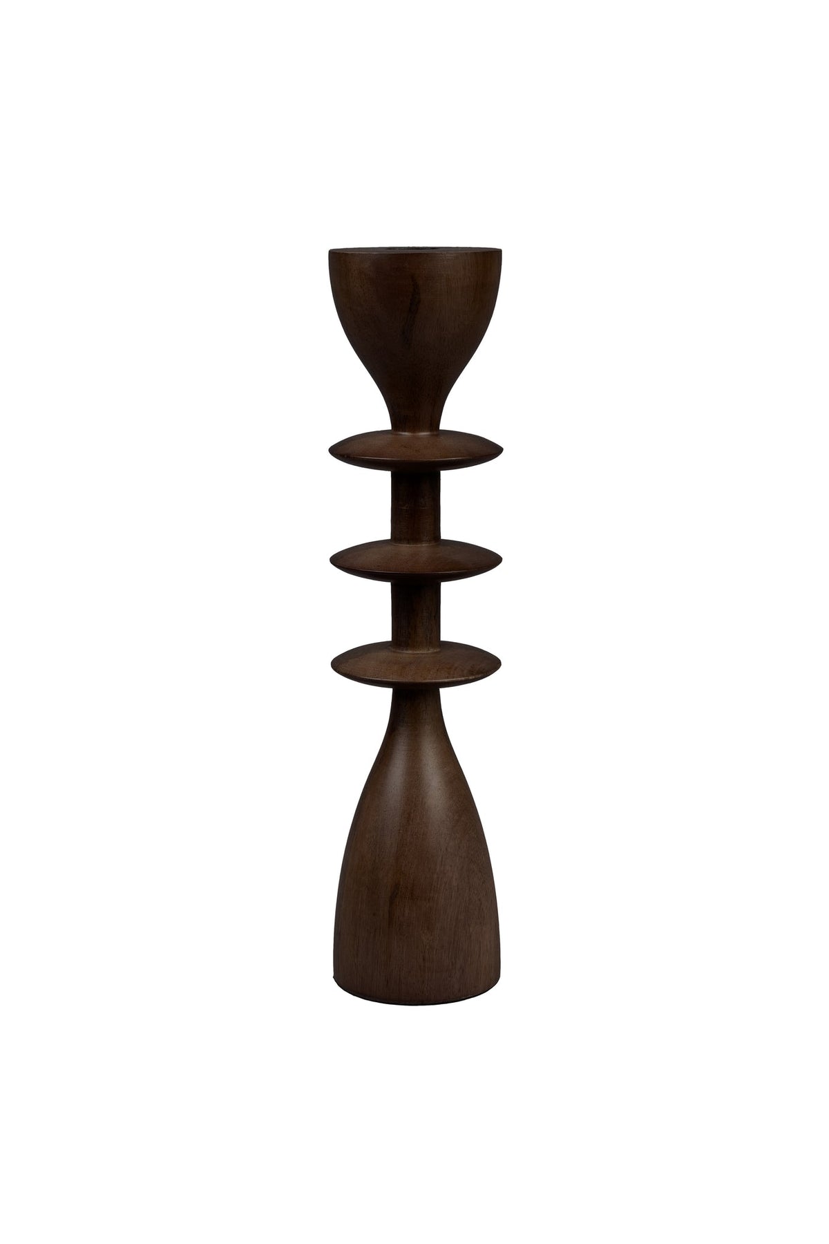 Dutchbone Pernilla kandelaar M van bruin mangohout, 30 cm hoog