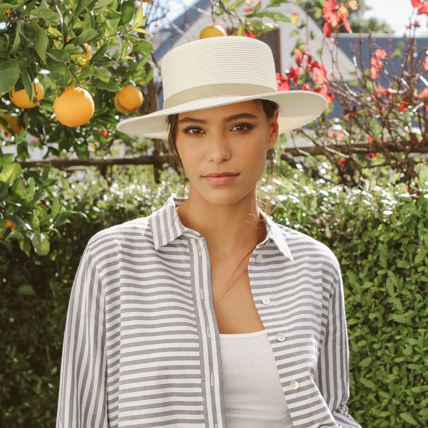 Azur Boater ivory zonnehoed