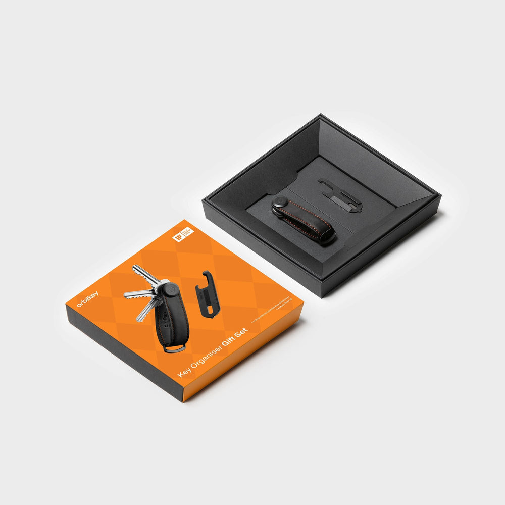 Orbitkey Key Organiser Crazy Horse Black Orange + Multi-tool V2 Set foto 3