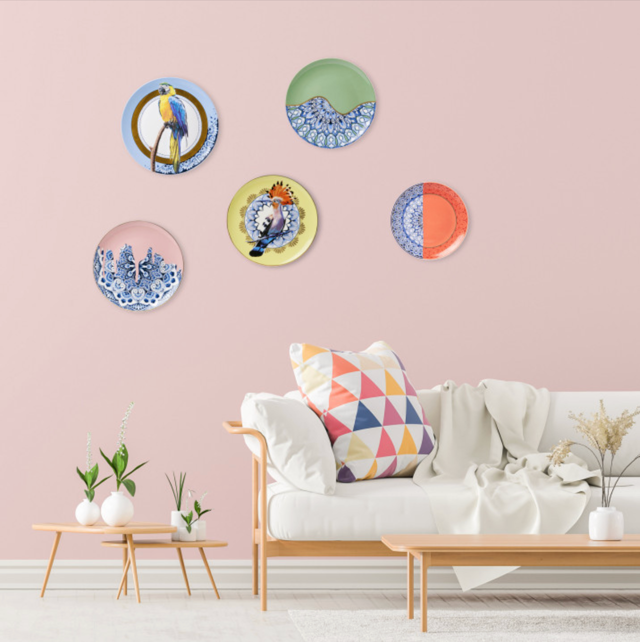 Bord Mandala koraalrood 20cm