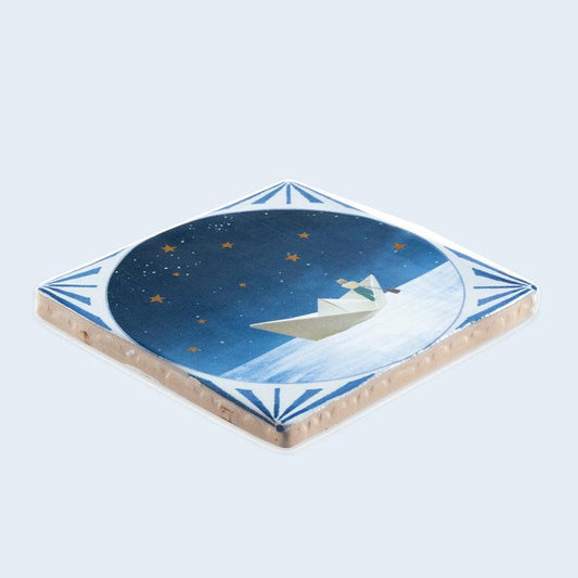 StoryTiles Towards New Horizons met goudluster, schuin aanzicht