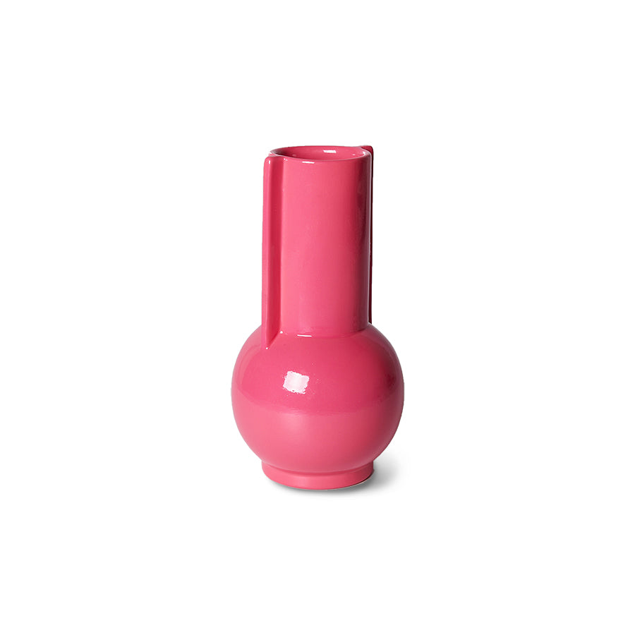 Keramische vaas hot pink 20 cm