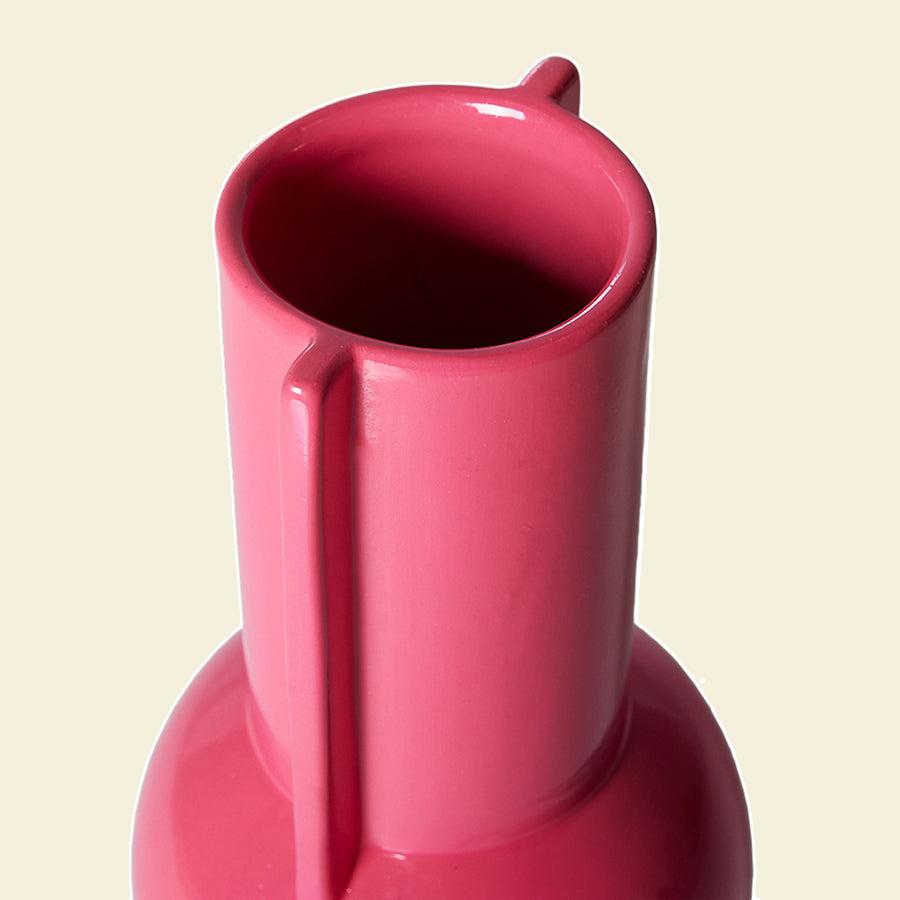 Keramische vaas hot pink 20 cm