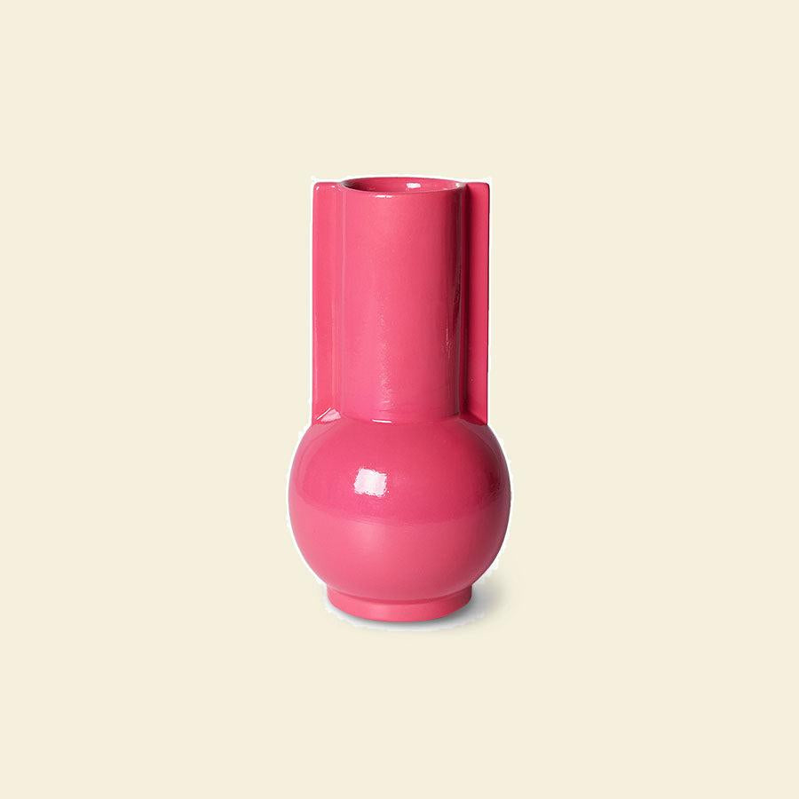 Keramische vaas hot pink 20 cm