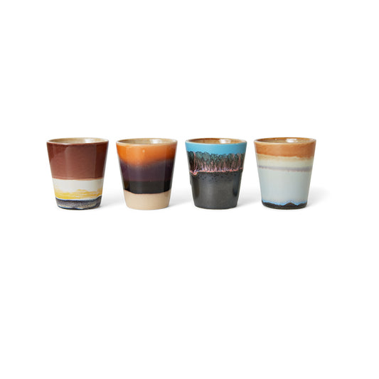 HKLIVING 70s Ceramics ristrettokopjes Solar, set van 4 productfoto