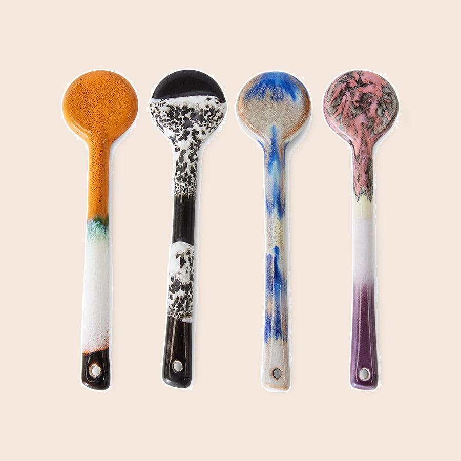 HKliving 70s Ceramics lepeltjes M Force – set van 4