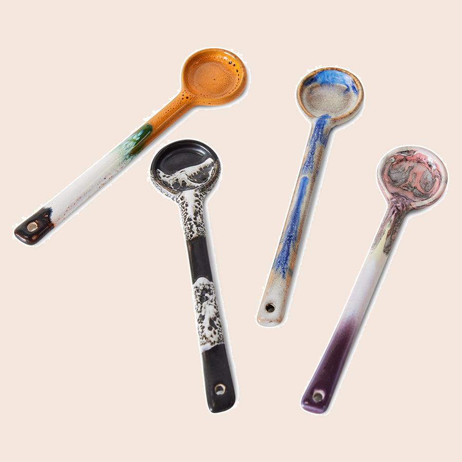 HKliving 70s Ceramics lepeltjes M Force – set van 4