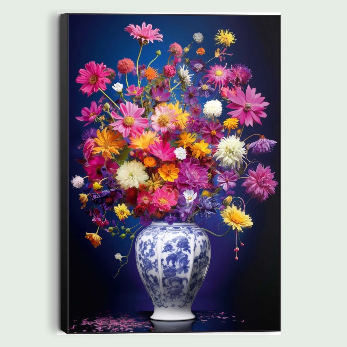Peinture Fleurs de Delft 90x60