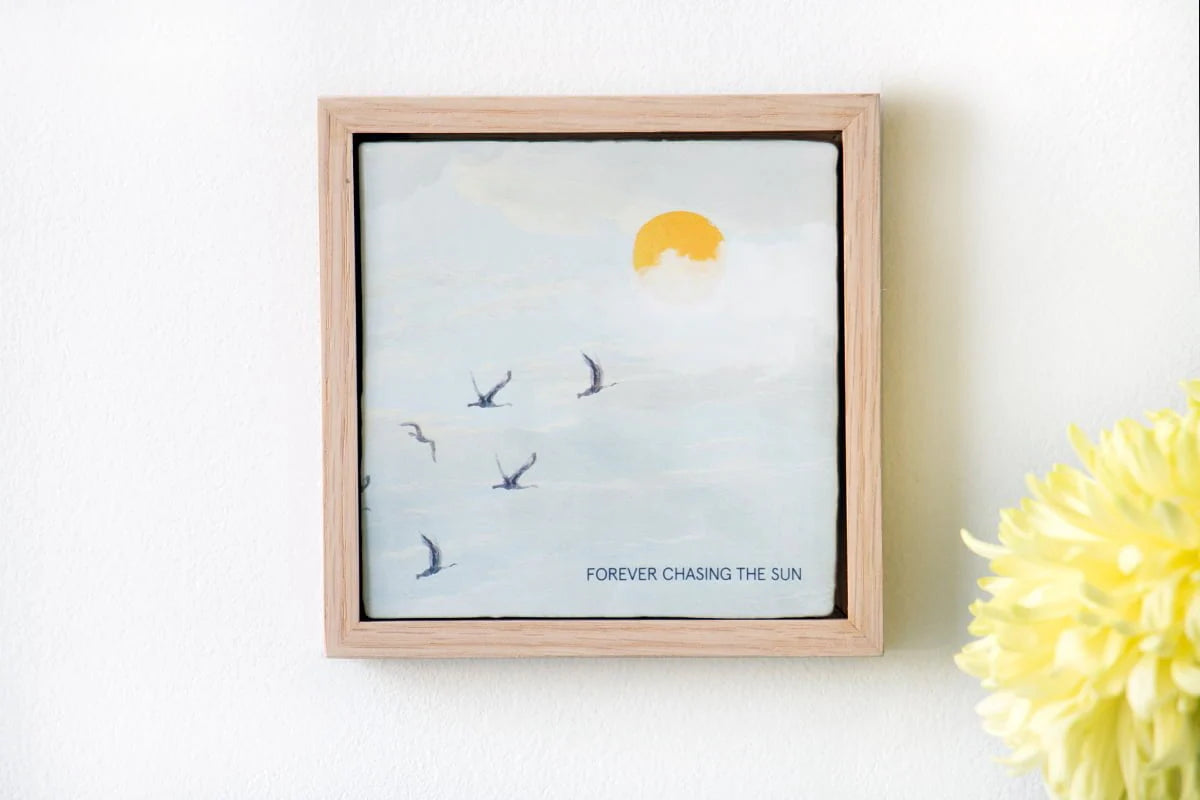StoryTiles Achter de wolken schijnt de zon - keramische tegel 10 x 10 cm