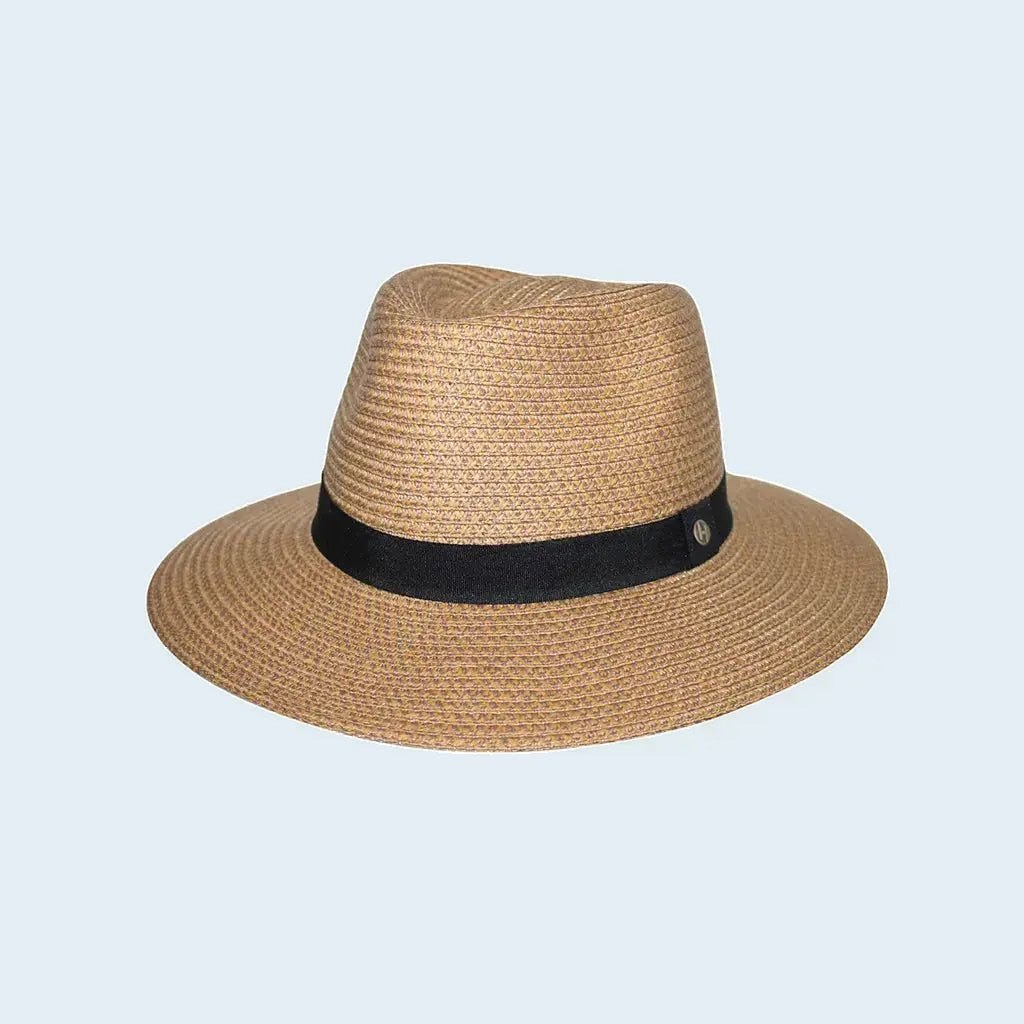 Braided fedora camel zonnehoed - Caramel/Camel