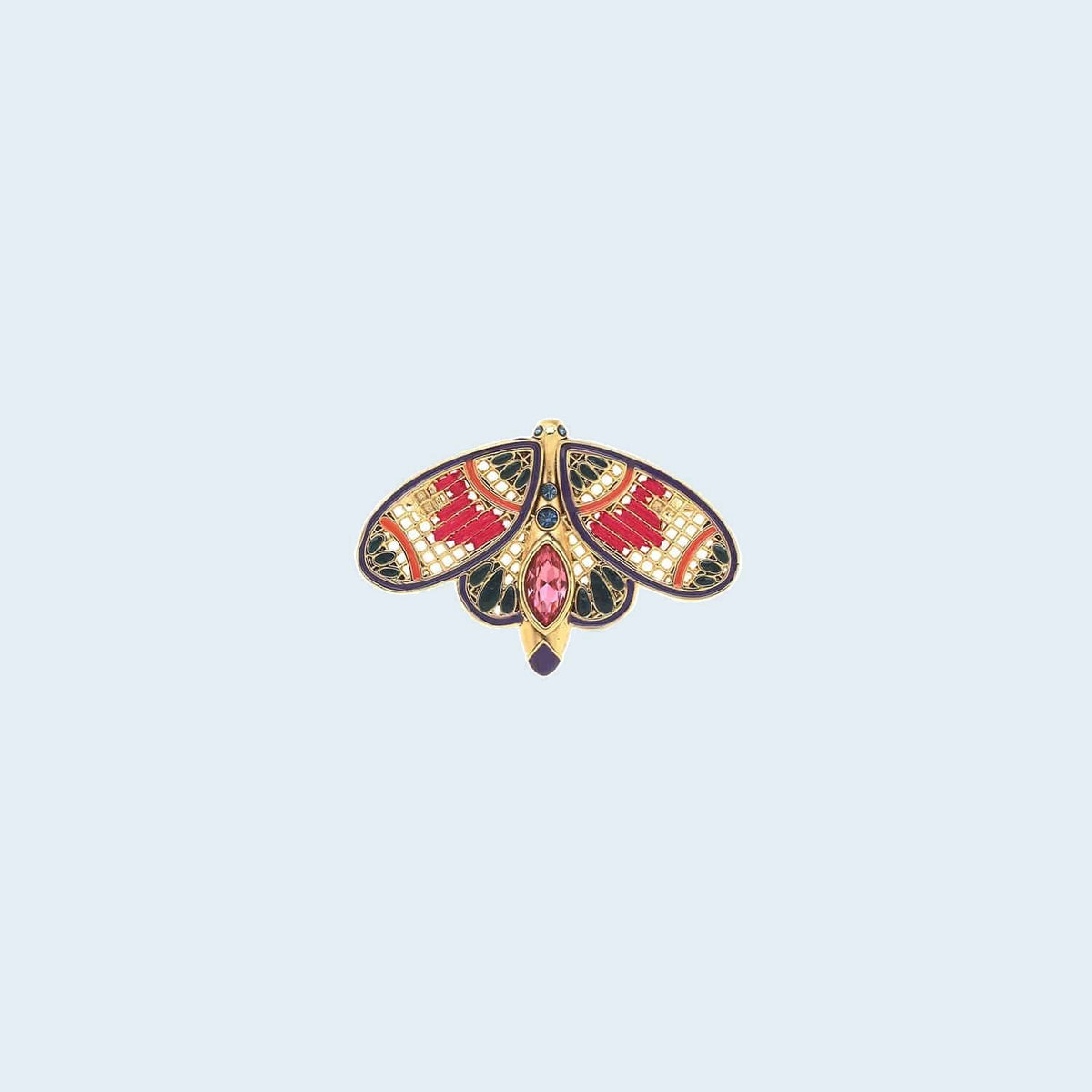 Franck Herval Kimana vlinderbroche fuchsia en blauw