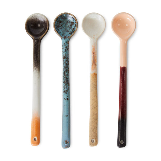 HKliving 70s ceramics Breeze lange keramische lepels, set van 4