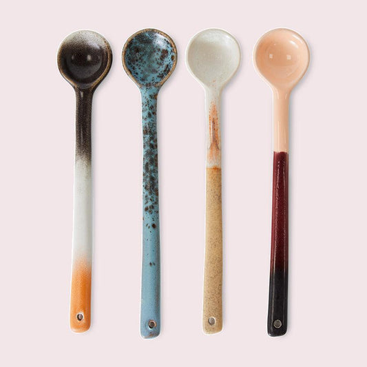 HKliving 70s ceramics Breeze lange keramische lepels, set van 4
