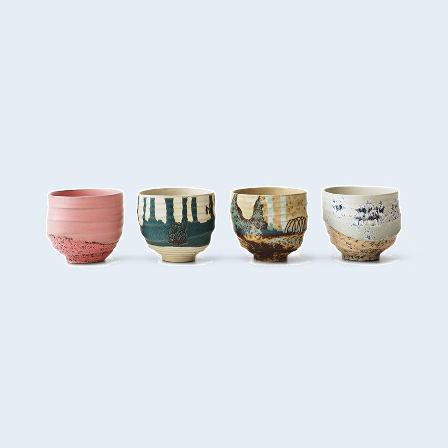 HKLIVING Artist ceramics koffiekopjes – set van 4 – detailfoto