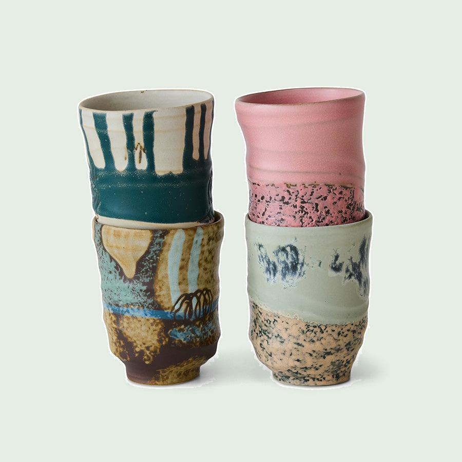 HKLIVING Artist ceramics koffiemokken – set van 4 – productfoto