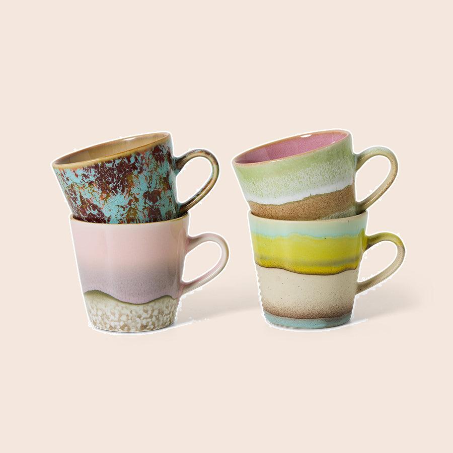 HKLIVING 70s Ceramics americanomokken Rococo – set van 4 – productfoto