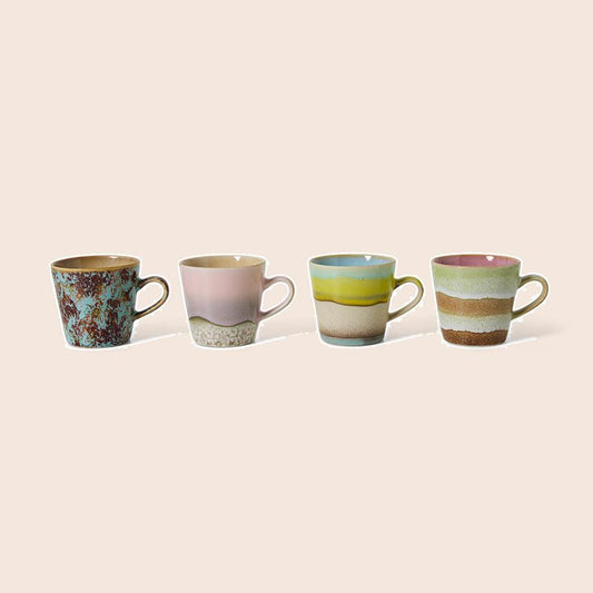 HKLIVING 70s Ceramics americanomokken Rococo – set van 4 – detailfoto