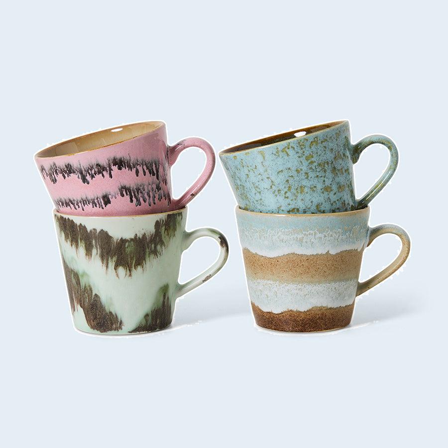 HKLIVING 70s Ceramics cappuccinomokken Dada – set van 4 – productfoto