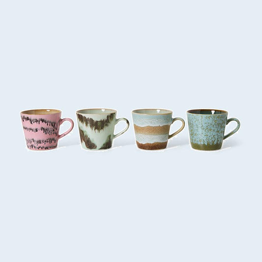 HKLIVING 70s Ceramics cappuccinomokken Dada – set van 4 – detailfoto