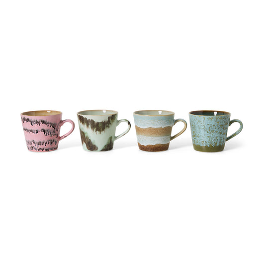 HKLIVING 70s Ceramics cappuccinomokken Dada – set van 4 – detailfoto