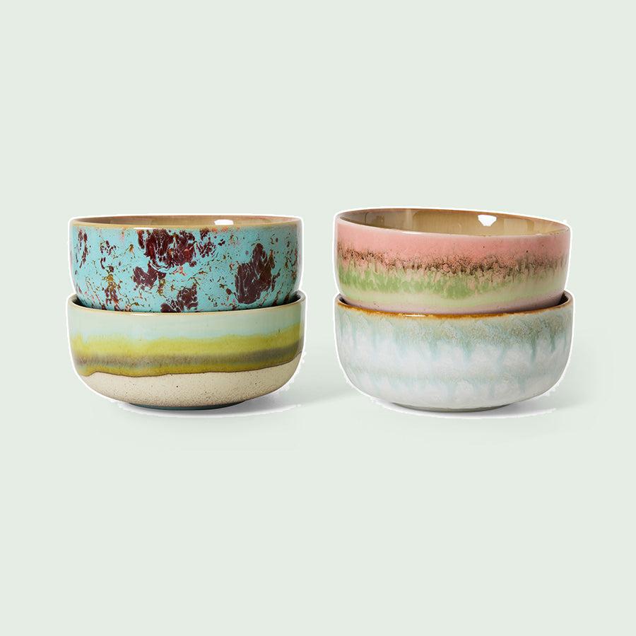 HKLIVING 70s Ceramics dessertschaaltjes Impression – set van 4 – productfoto