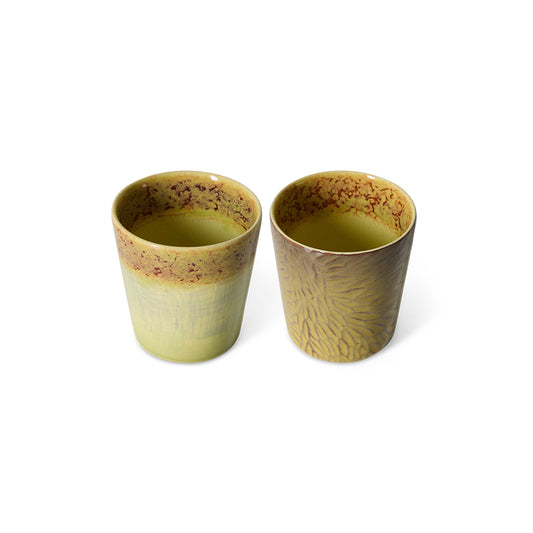 HKLIVING 70s Ceramics Van Gogh koffiemokken Sunflowers – set van 2 – detailfoto