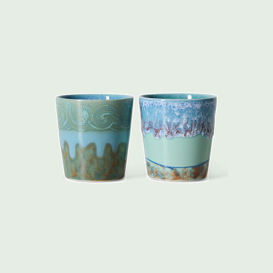 HKLIVING 70s Ceramics Van Gogh koffiemokken Self Portrait – set van 2 – productfoto
