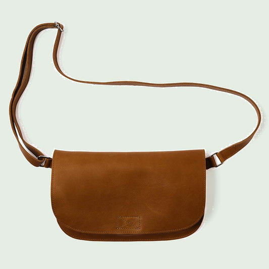 Keecie Lazy Boy leren crossbody tas in Cognac used look