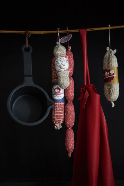 Maison Cisson knitted charcuterie as kitchen decoration