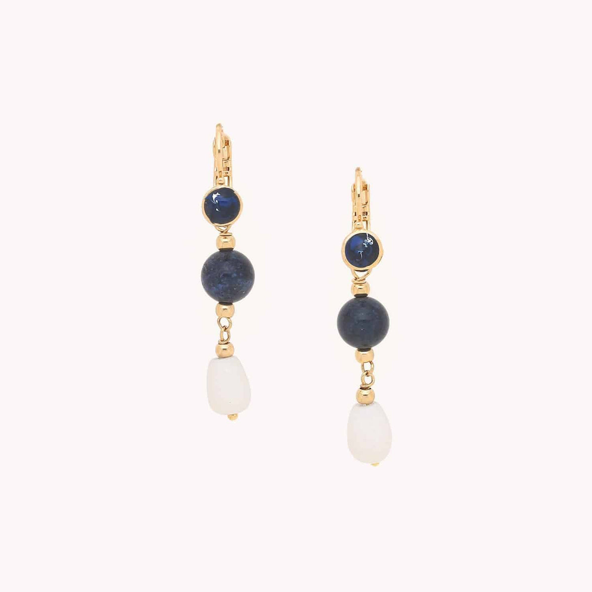 Nature Bijoux Drizzling oorbellen met dumortieriet en calciet detail