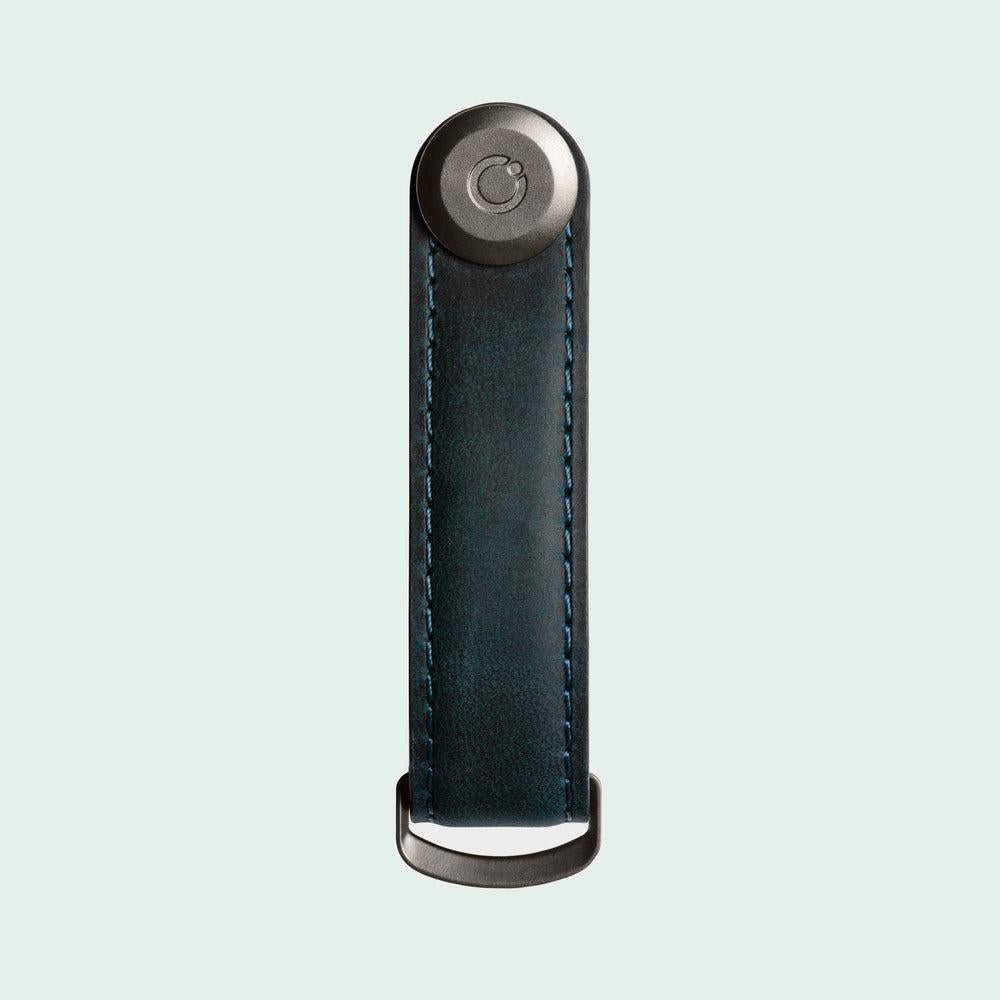 Orbitkey Key Organiser Crazy Horse Marine Blue met blauw stiksel