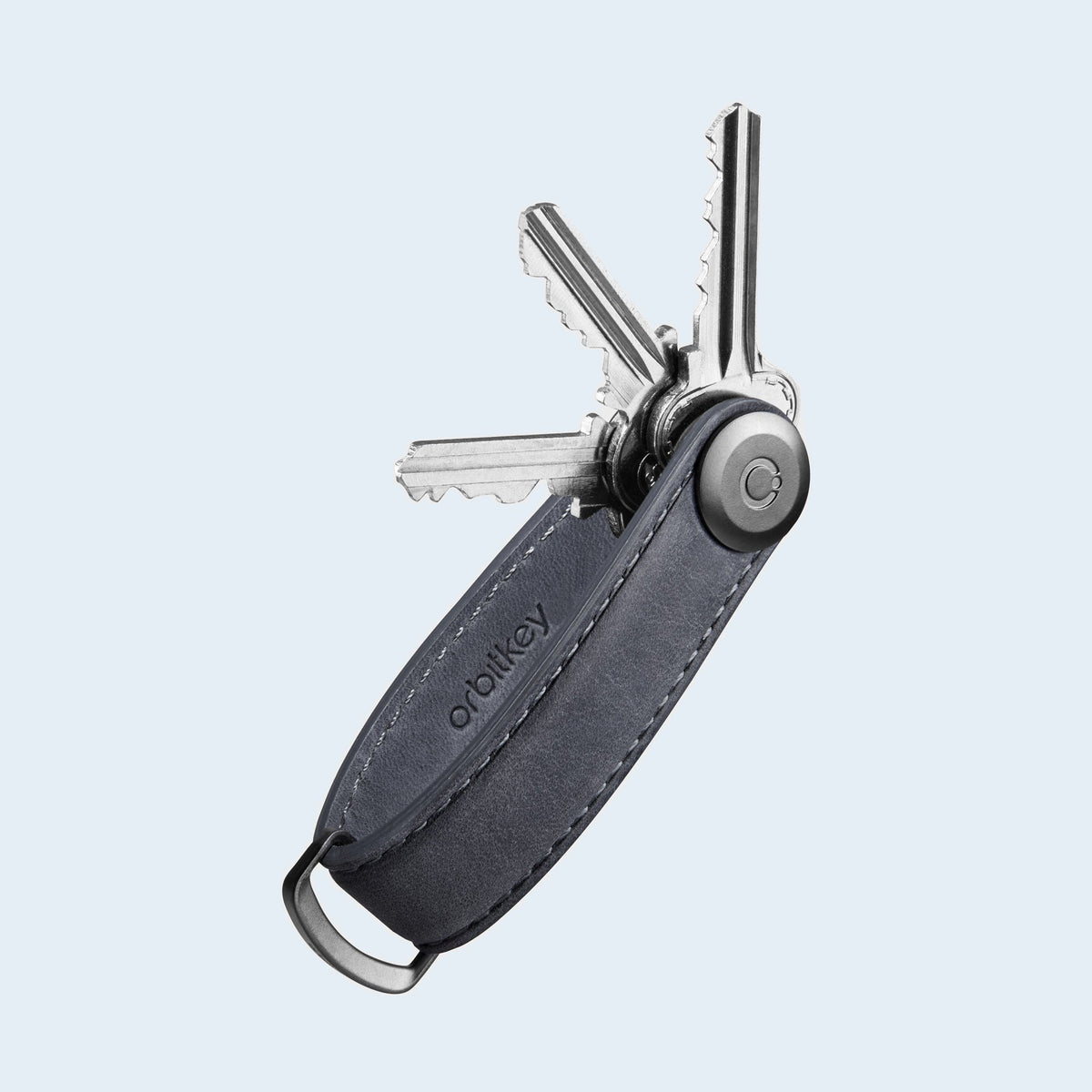 Orbitkey Key Organiser Crazy Horse Steel Grey voorkant