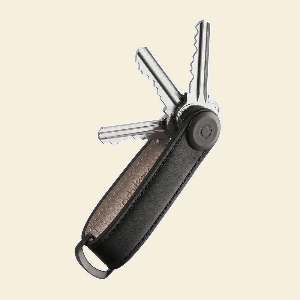 Orbitkey Key Organiser Leather Black met zwart stiksel