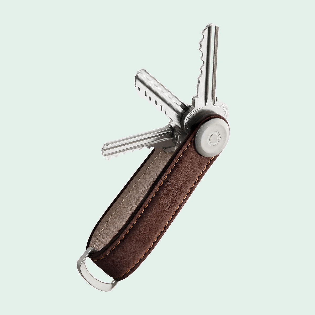 Orbitkey leren sleutelorganizer Espresso met bruin stiksel