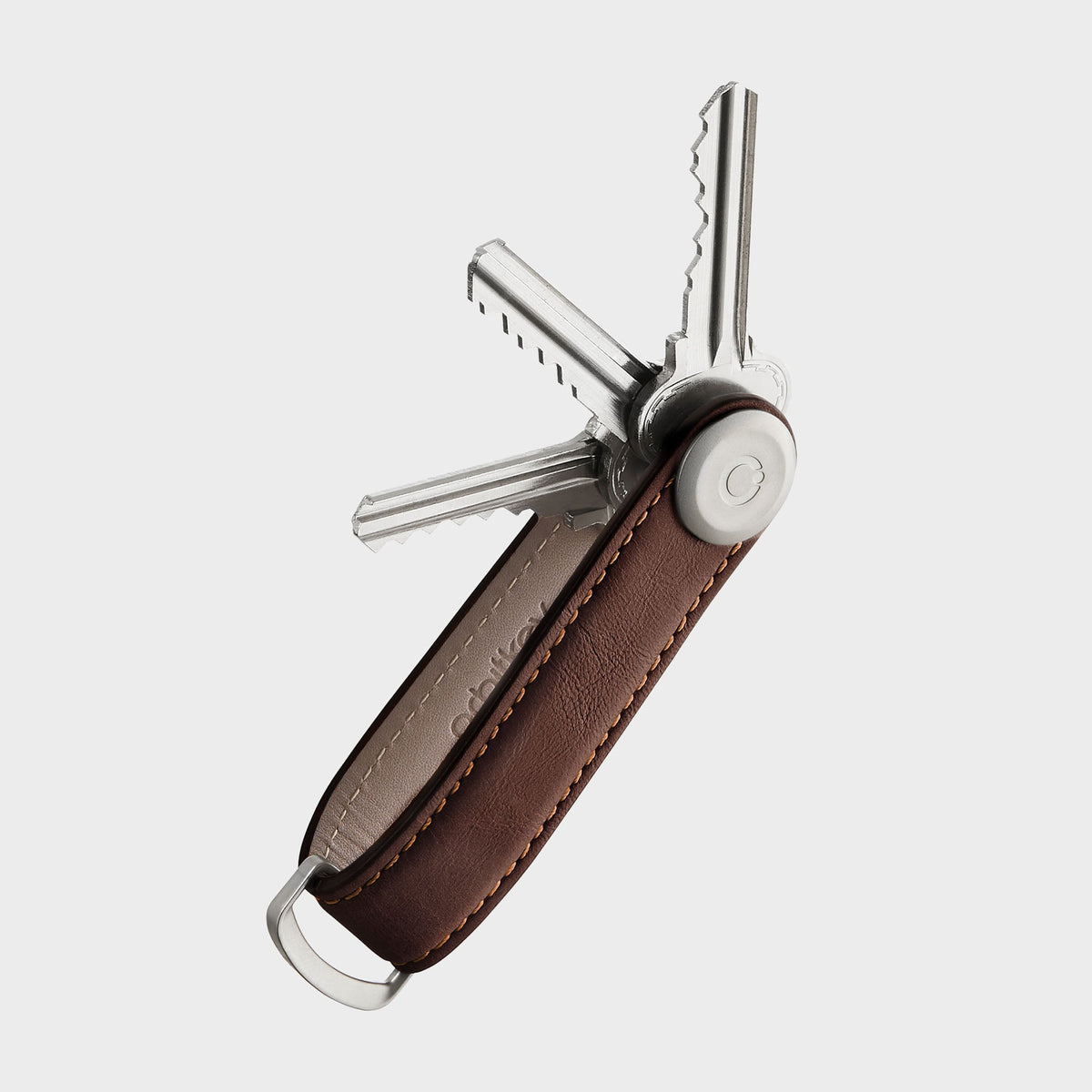 Orbitkey leren sleutelorganizer Espresso met bruin stiksel