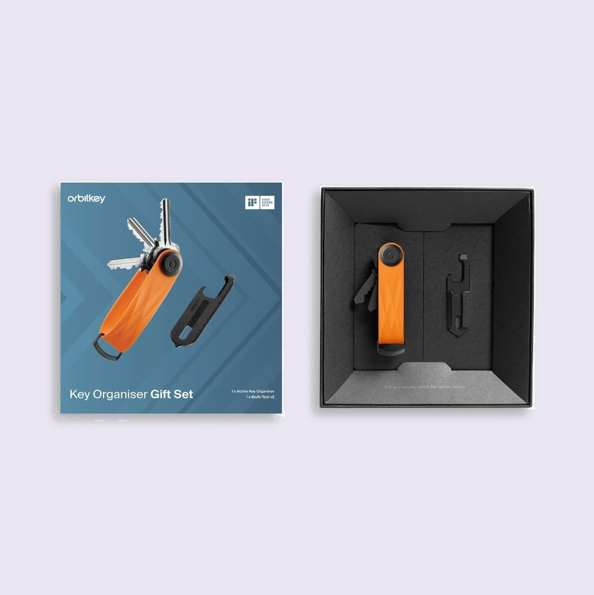 Orbitkey Key Organiser Active Tangerine + Multi-tool V2 Set