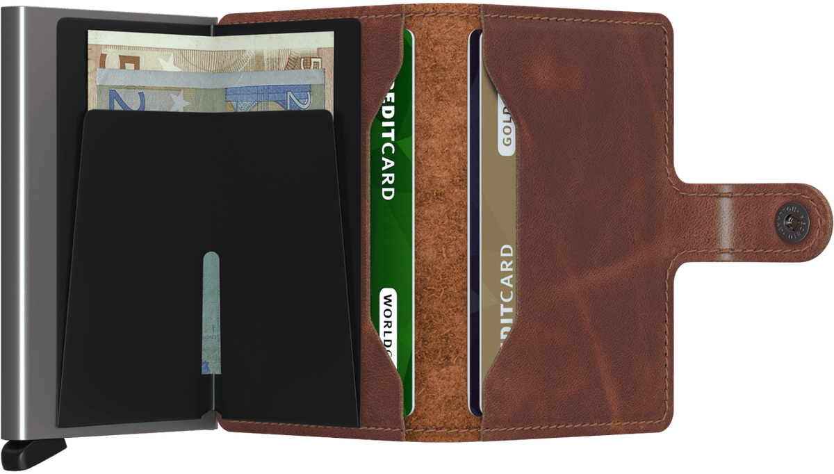Secrid Miniwallet Vintage Brown geopend
