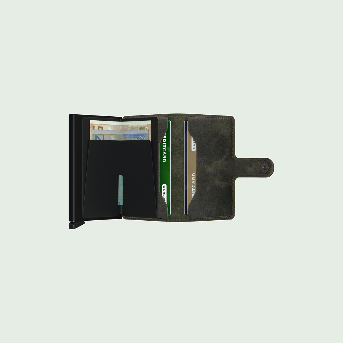 Secrid Miniwallet Vintage Olive Black geopend