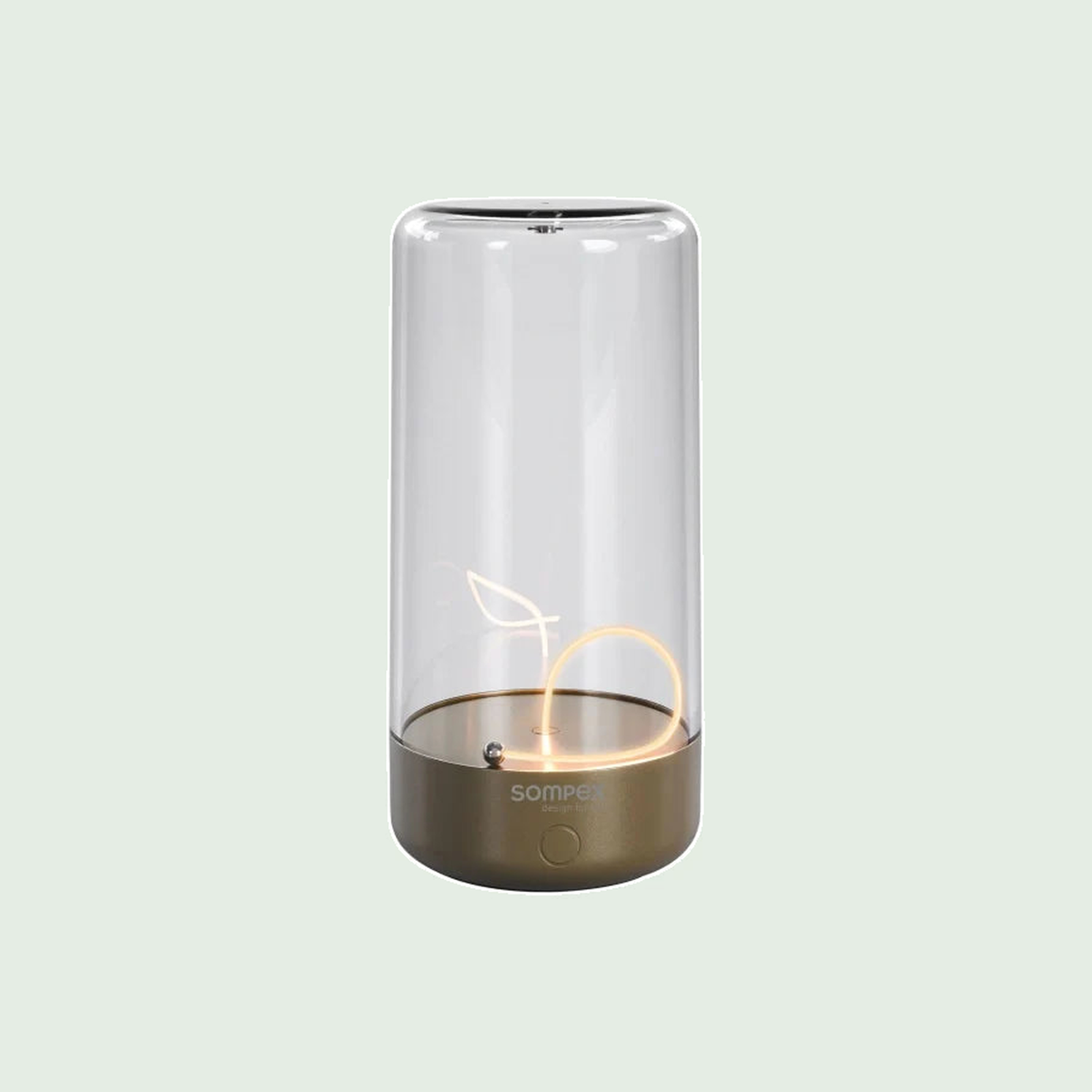 Sompex Pulse oplaadbare tafellamp goud met transparante kap en warm ledlicht