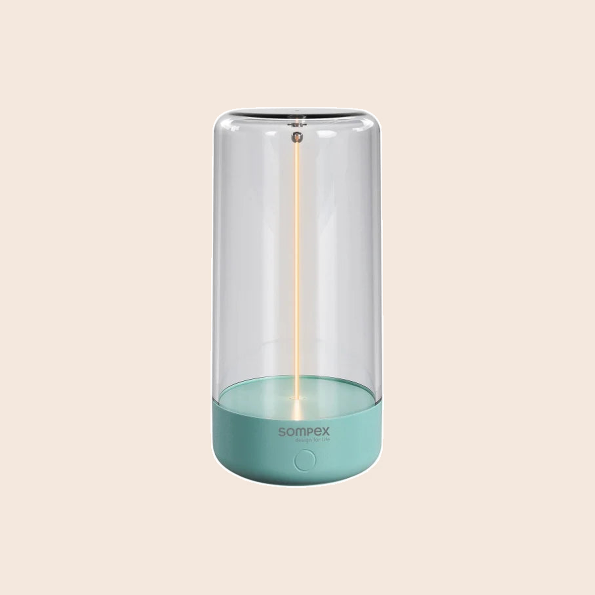 Sompex Pulse oplaadbare tafellamp turquoise met transparante kap en warm ledlicht
