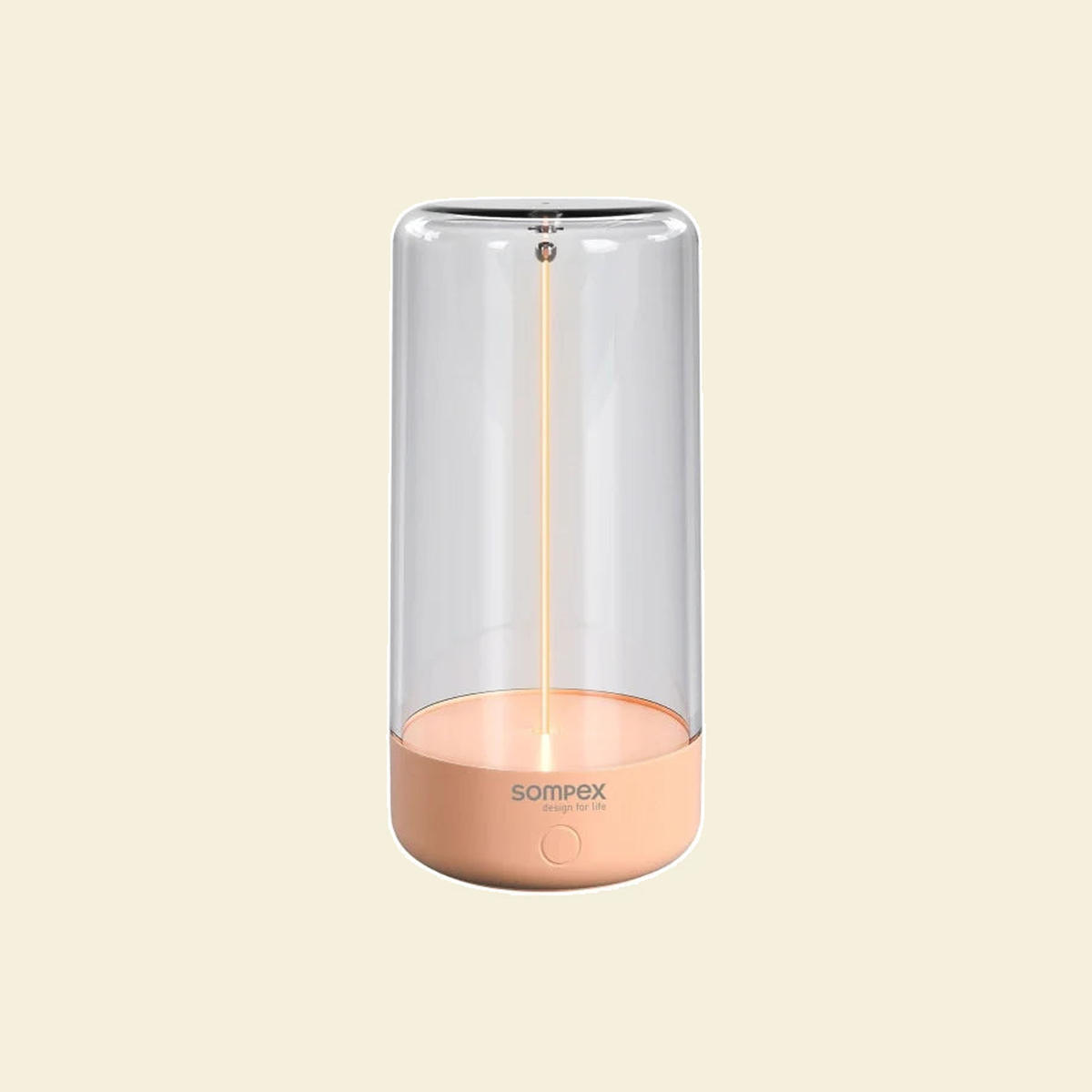 Sompex Pulse oplaadbare tafellamp abrikoos met transparante kap en warm ledlicht