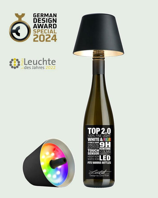 Sompex TOP 2.0 oplaadbare flessenlamp – Zwart