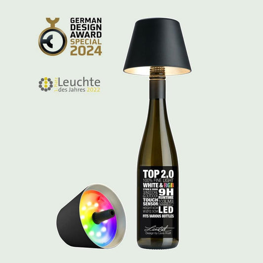 Sompex TOP 2.0 oplaadbare flessenlamp – Zwart